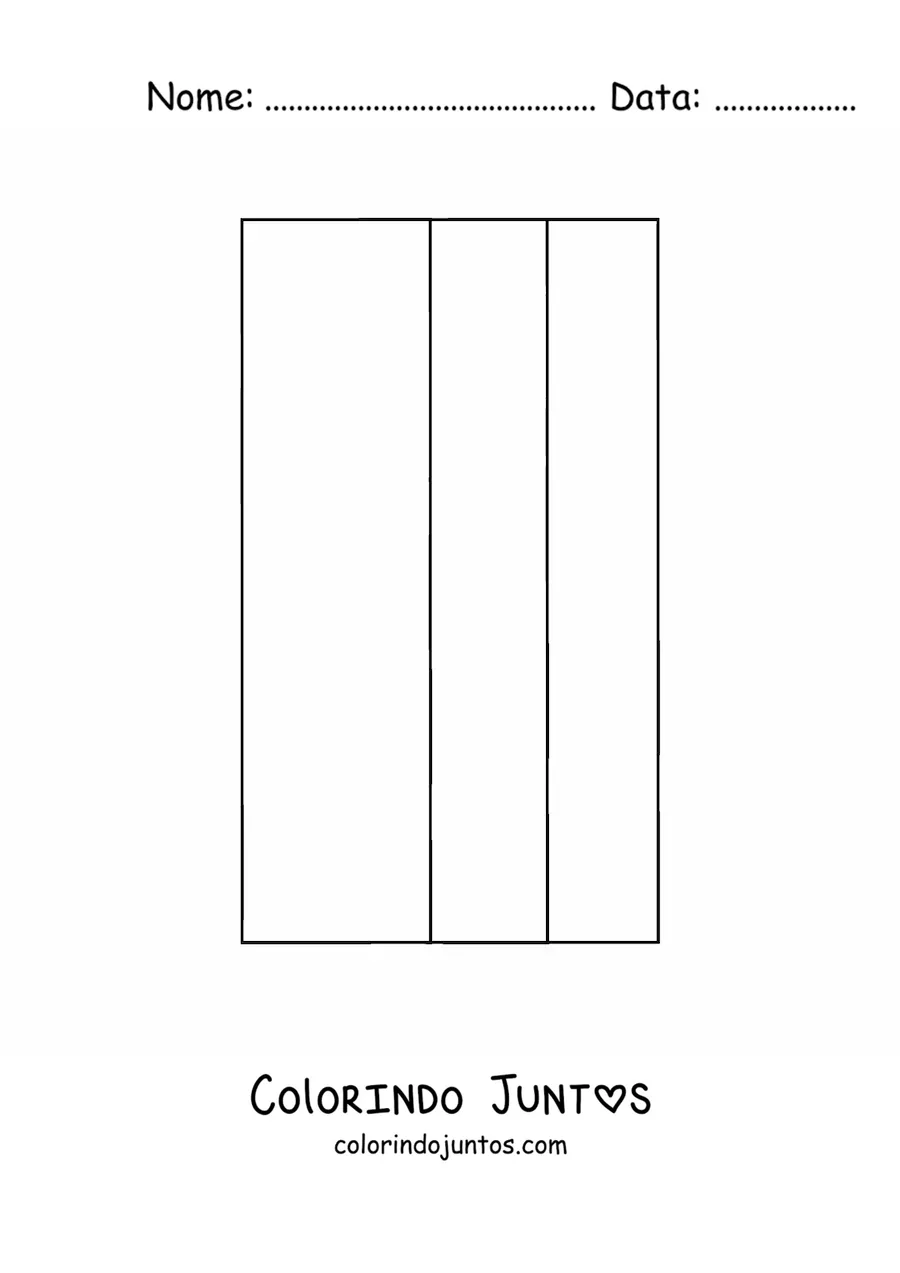 Desenho para colorir da bandeira da Colômbia vertical