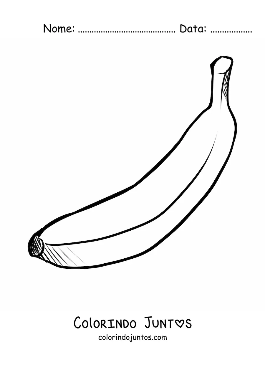 Desenho para colorir de uma banana com casca