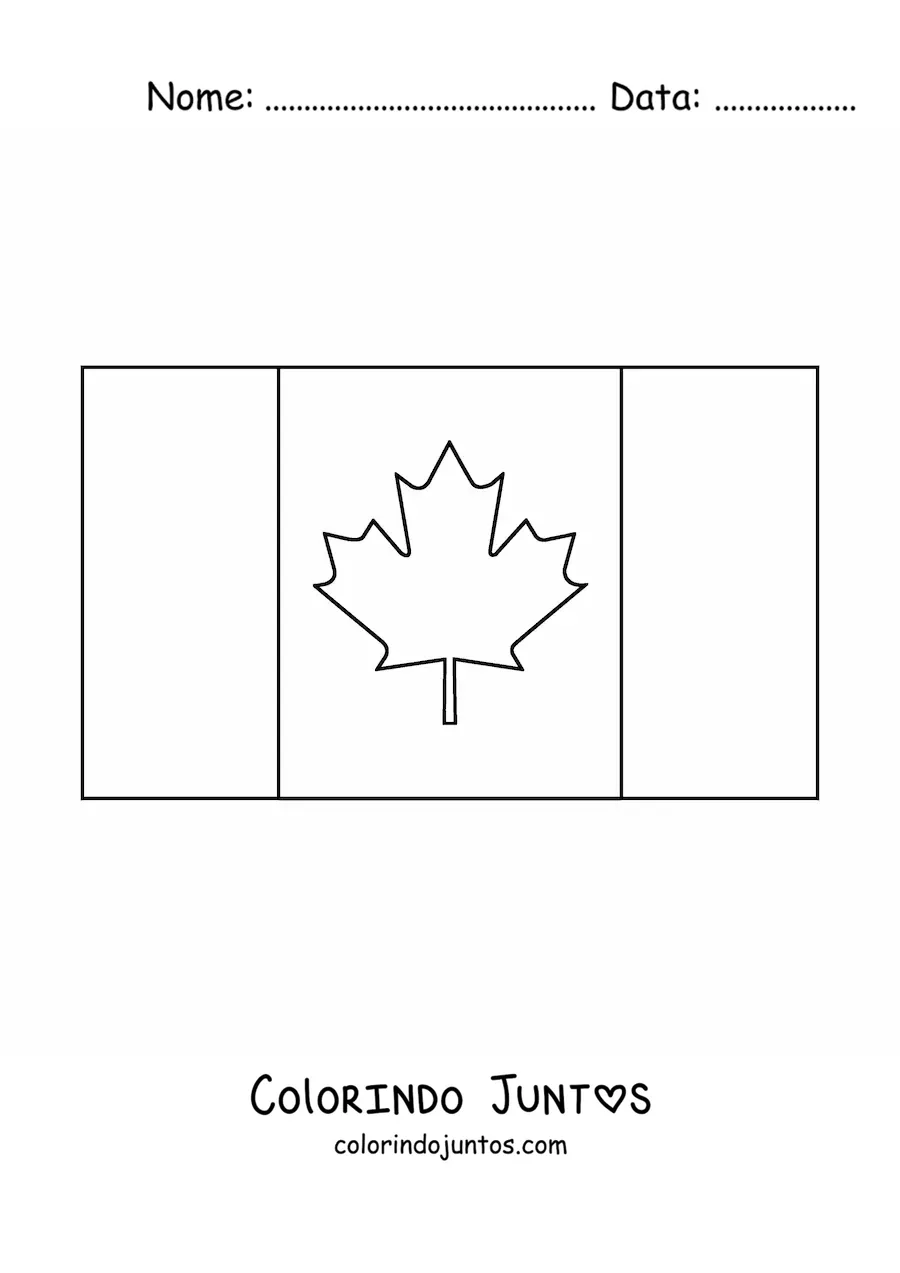 Desenho para colorir da bandeira do Canadá horizontal