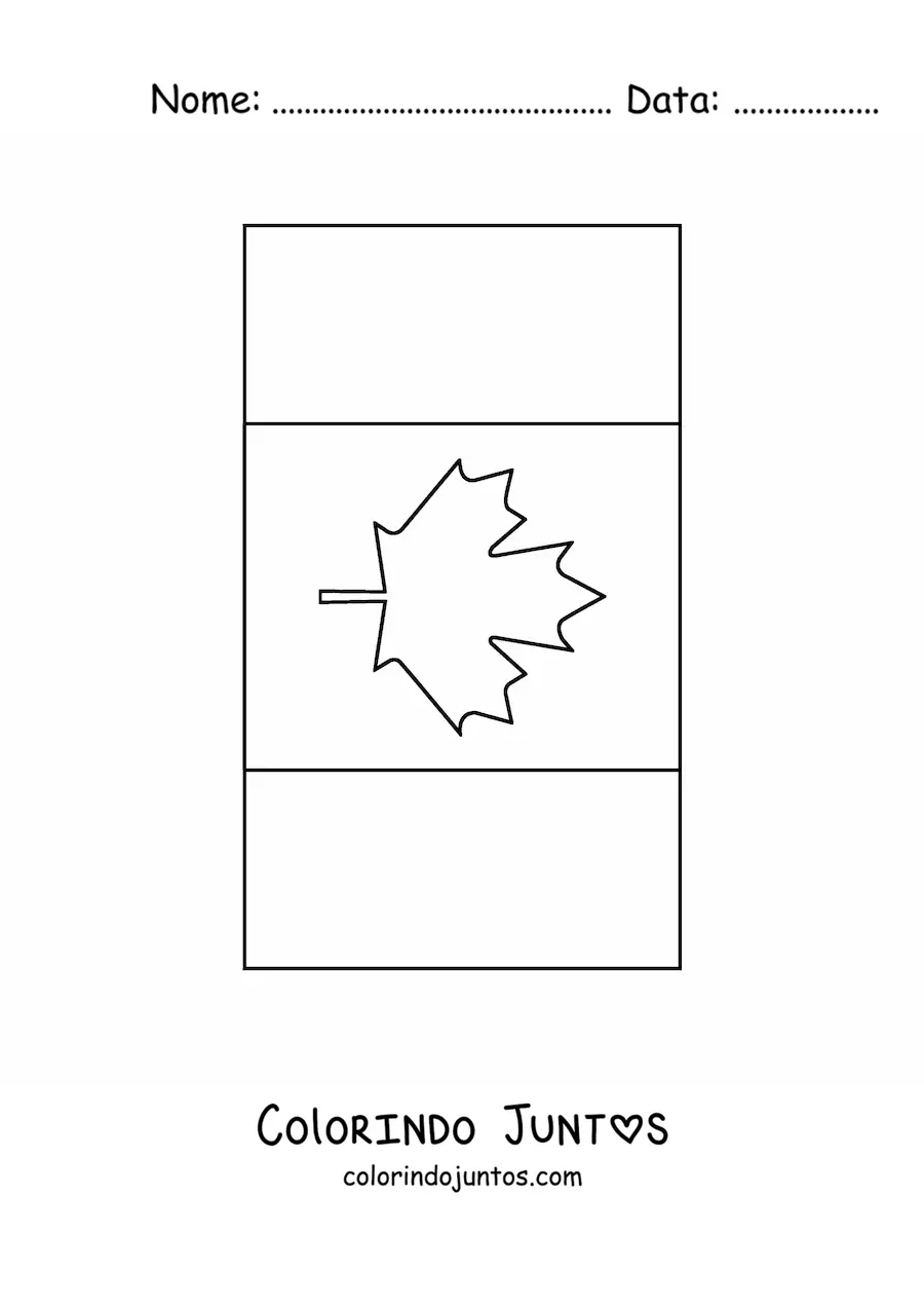 Desenho para colorir da bandeira do Canadá vertical