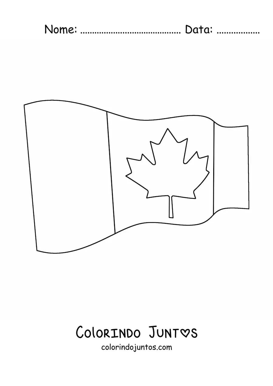 Desenho para colorir da bandeira do Canadá tremulando