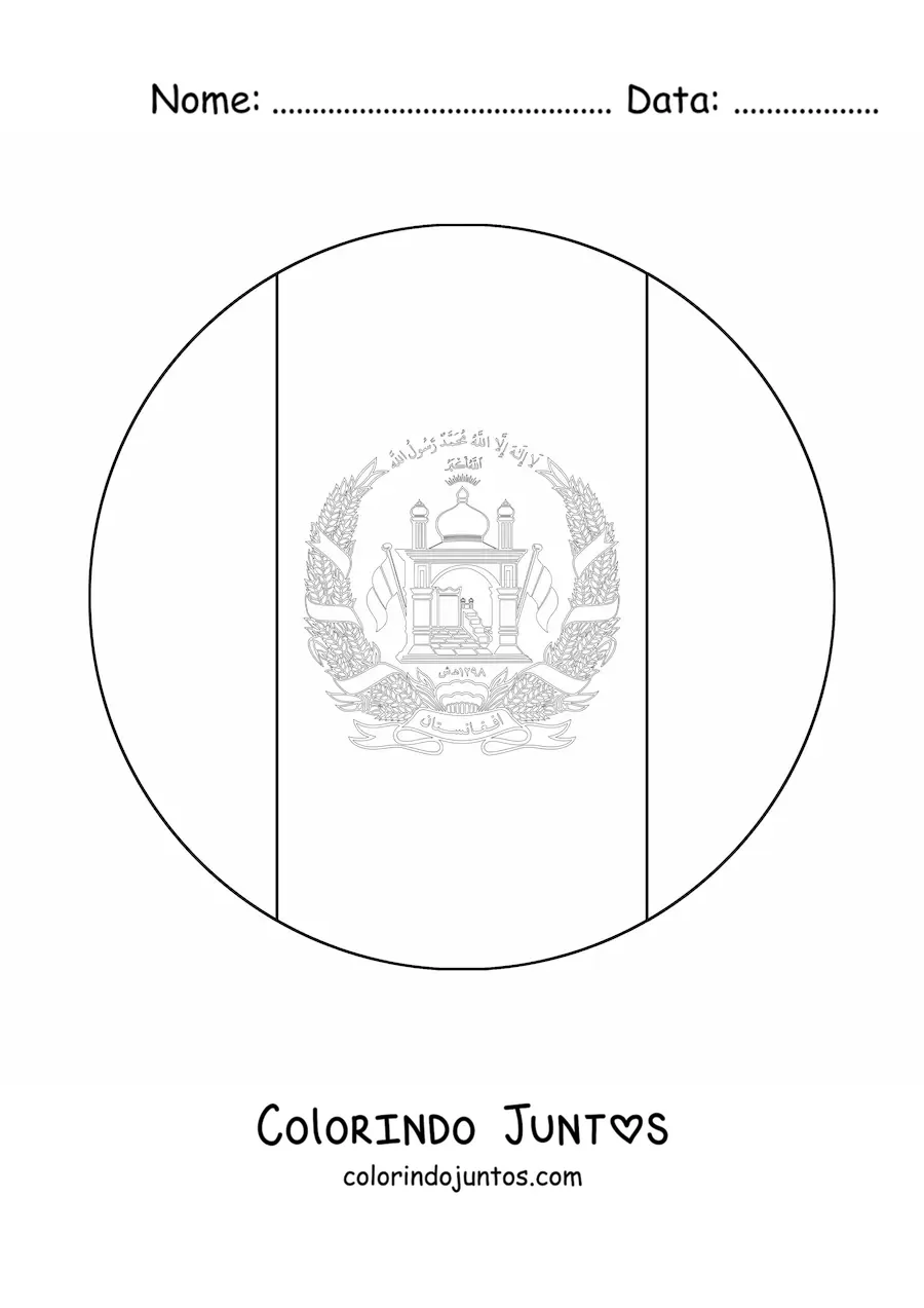 Desenho para colorir da bandeira do Afeganistão em emoji redondo