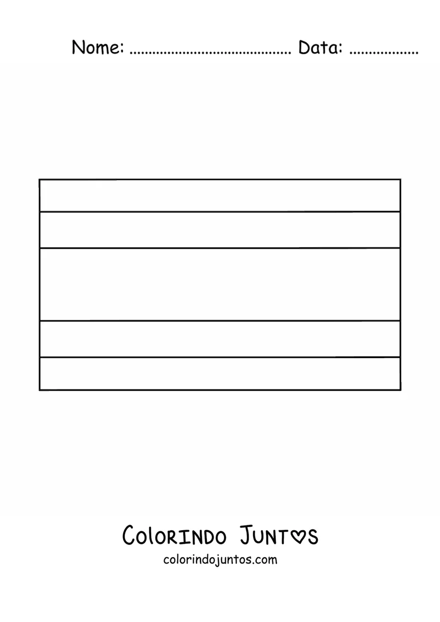 Desenho para colorir da bandeira da Costa Rica horizontal