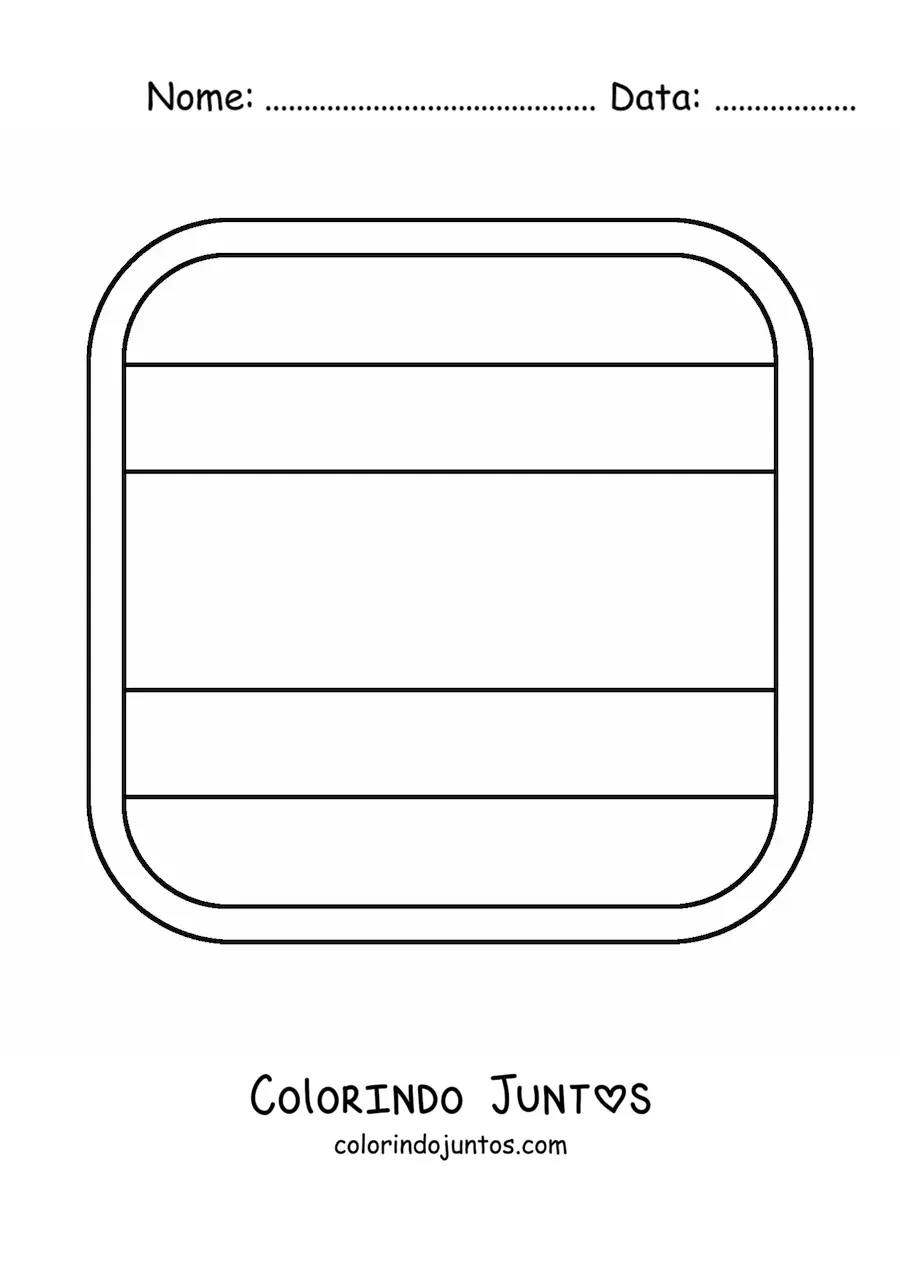 Desenho para colorir da bandeira da Costa Rica em emoji quadrado