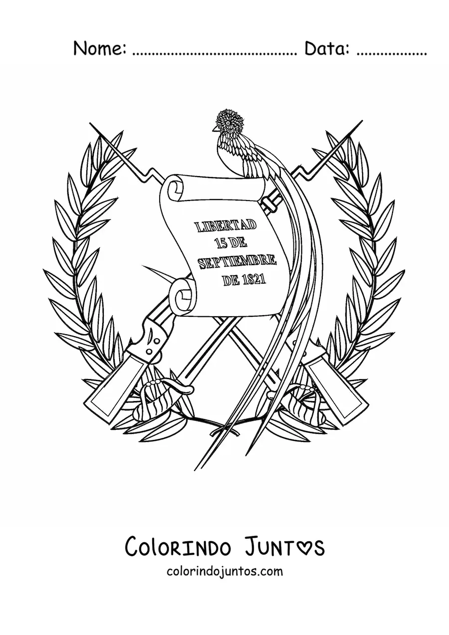 Desenho para colorir do brasão da bandeira da Guatemala