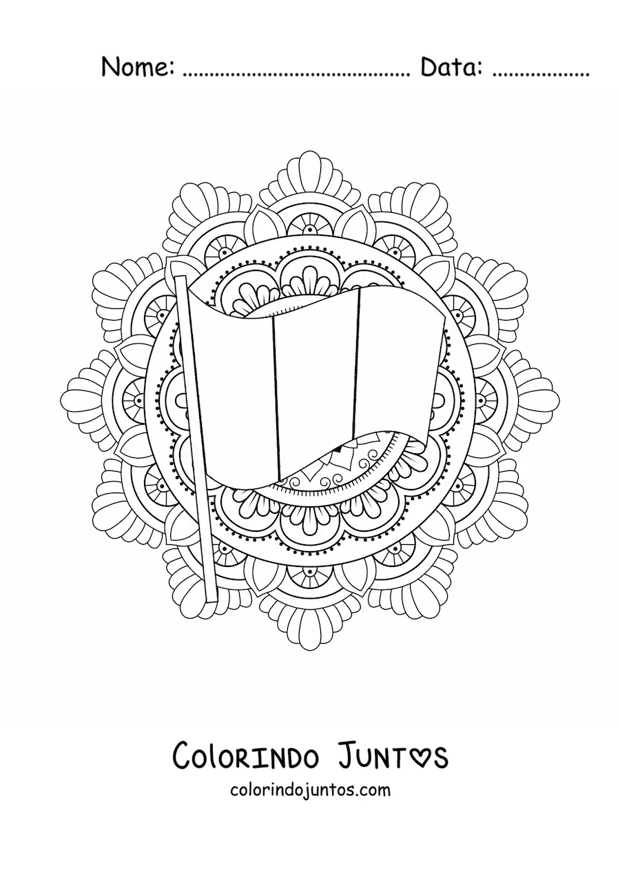 Desenho para colorir da bandeira da França com mandala