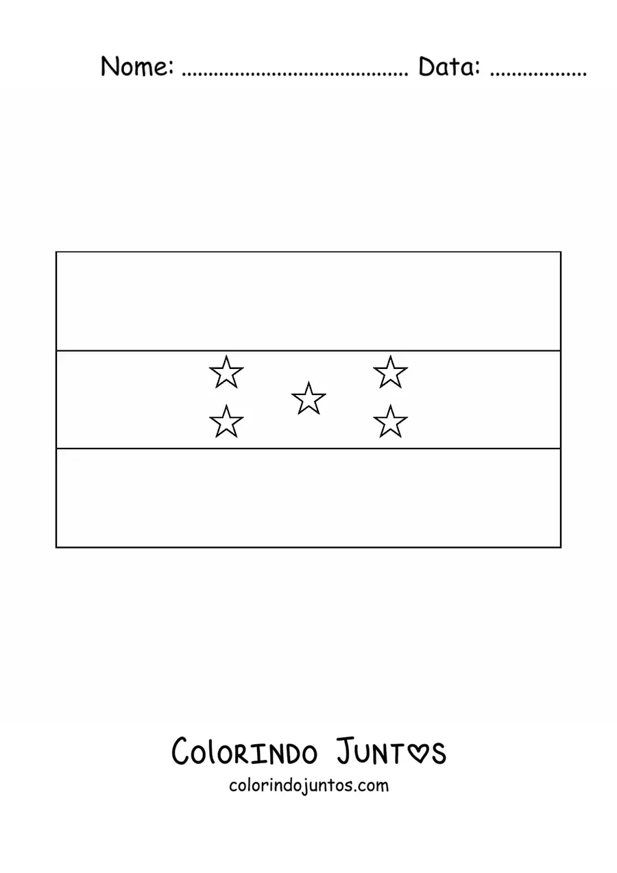 Desenho para colorir da bandeira de Honduras horizontal