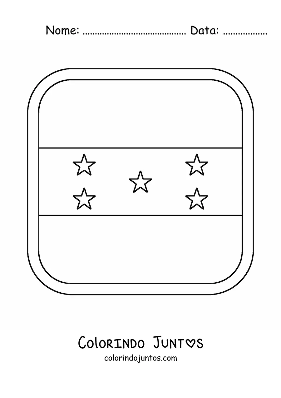 Desenho para colorir da bandeira de Honduras em emoji quadrado