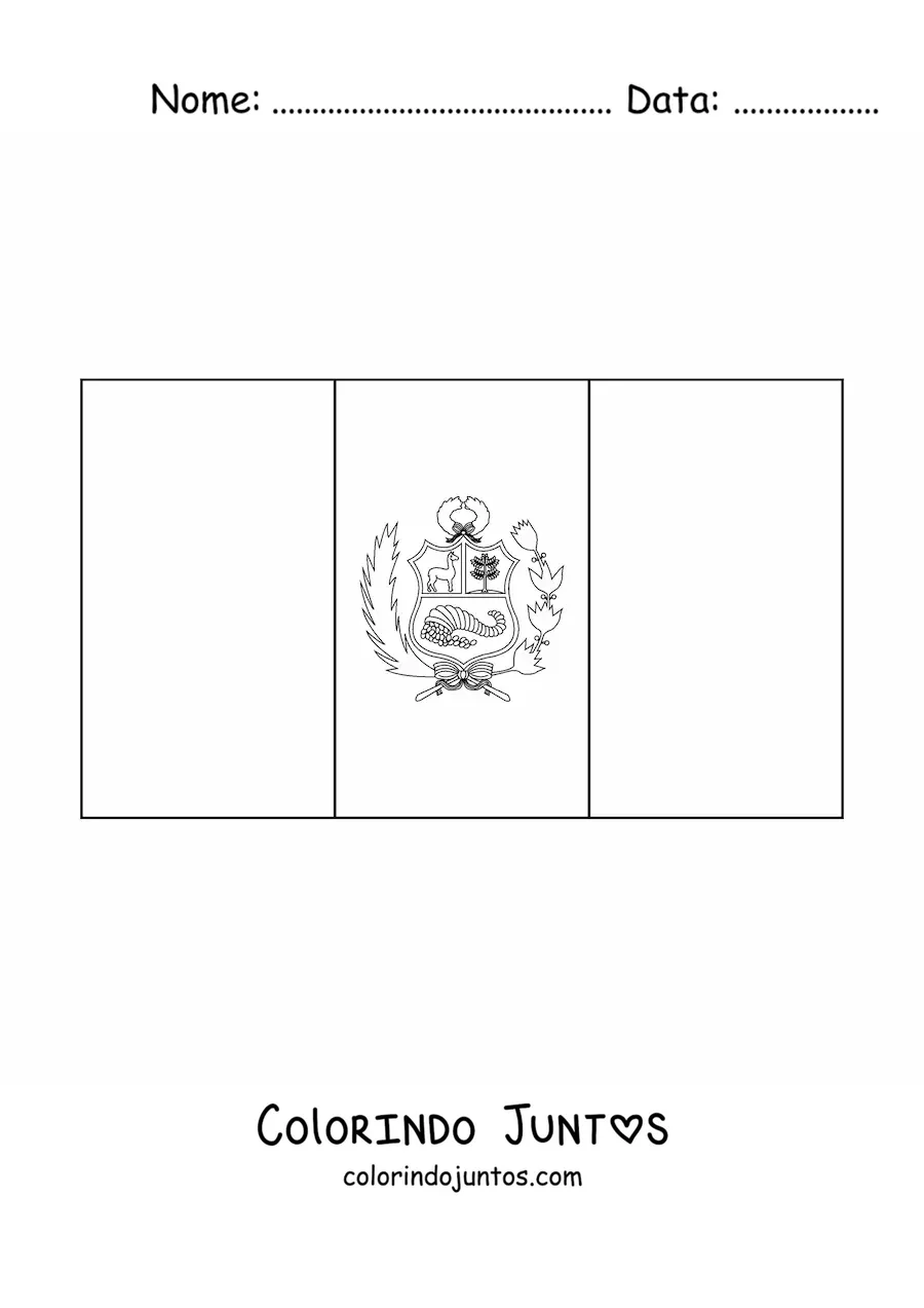 Desenho para colorir da bandeira do Peru horizontal