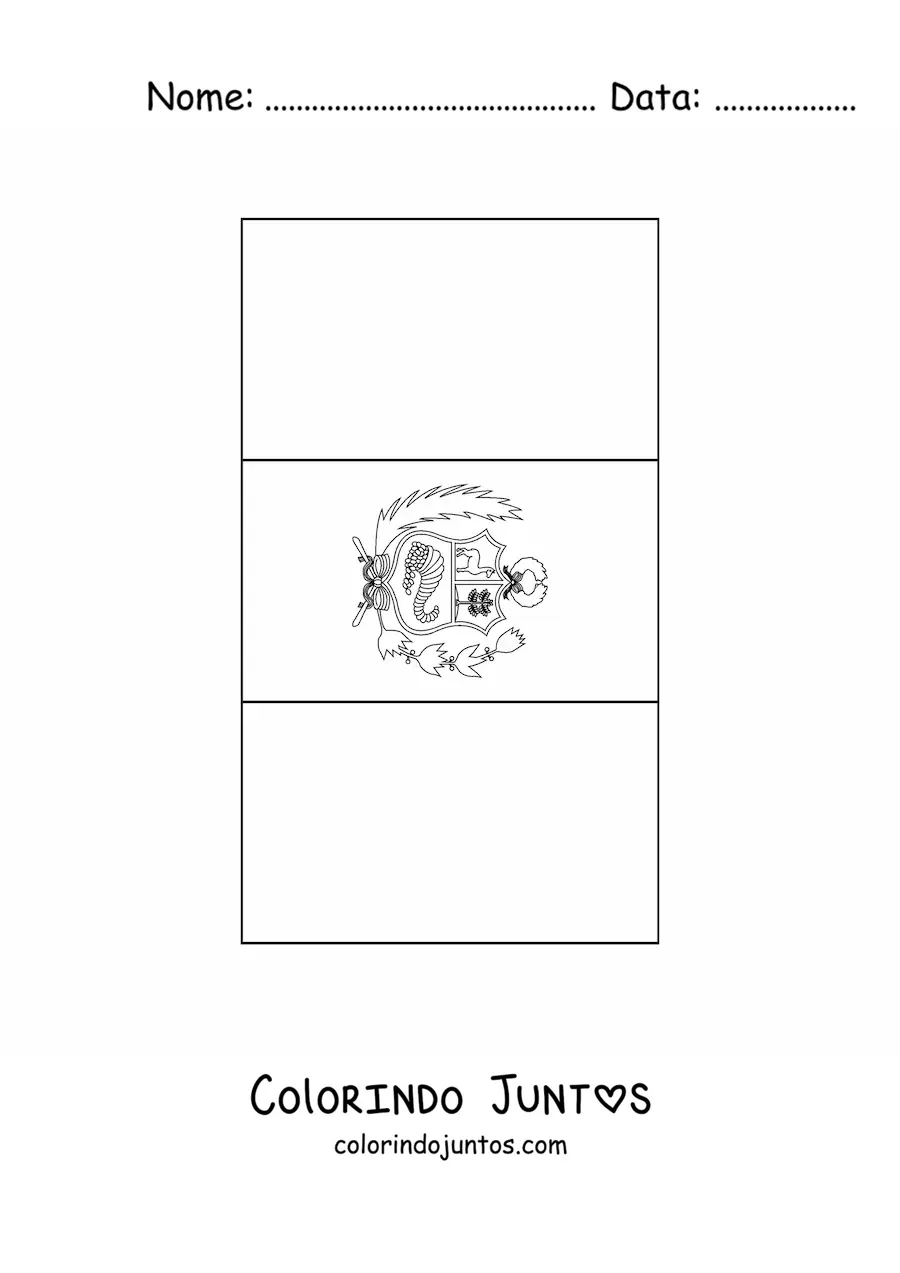Desenho para colorir da bandeira do Peru vertical
