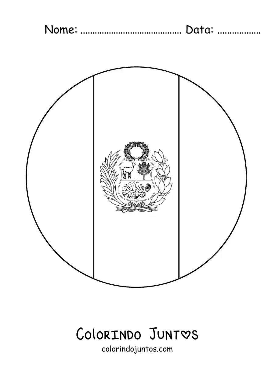 Desenho para colorir do emoji da bandeira redonda do Peru