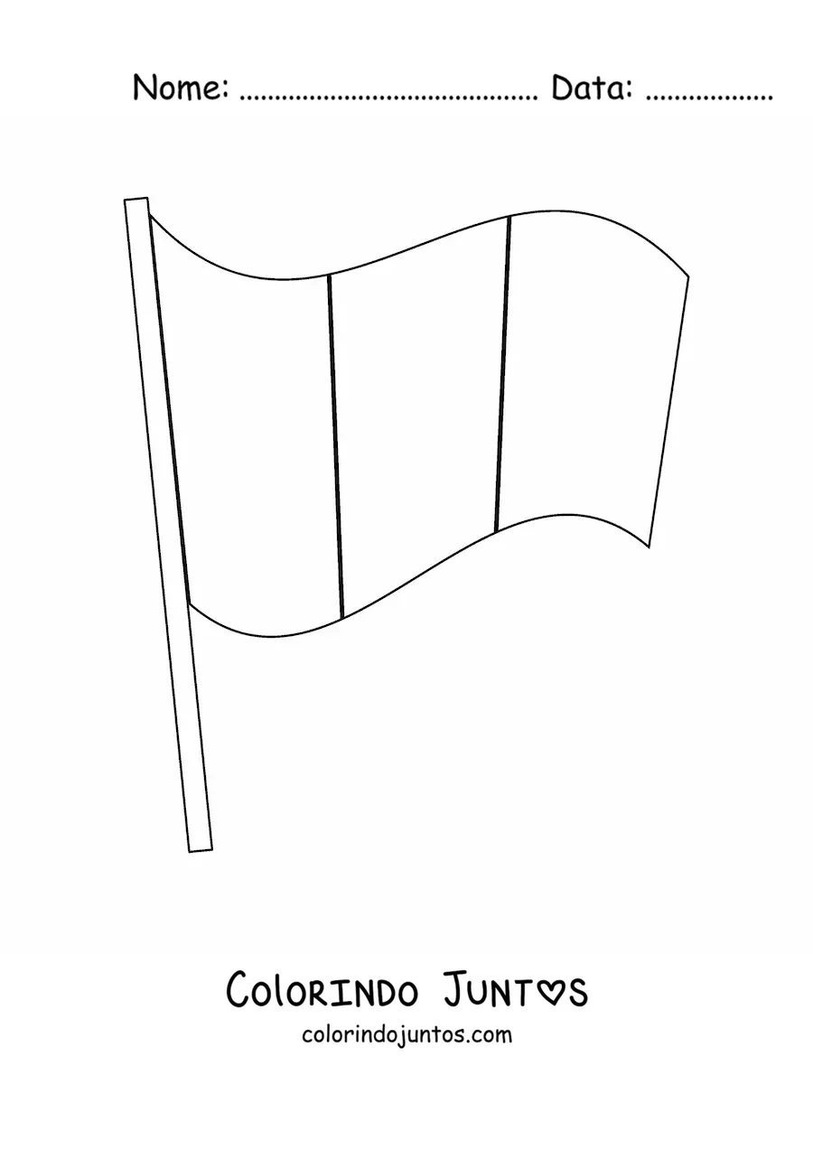 Desenho para colorir da bandeira do Peru sem brasão no mastro