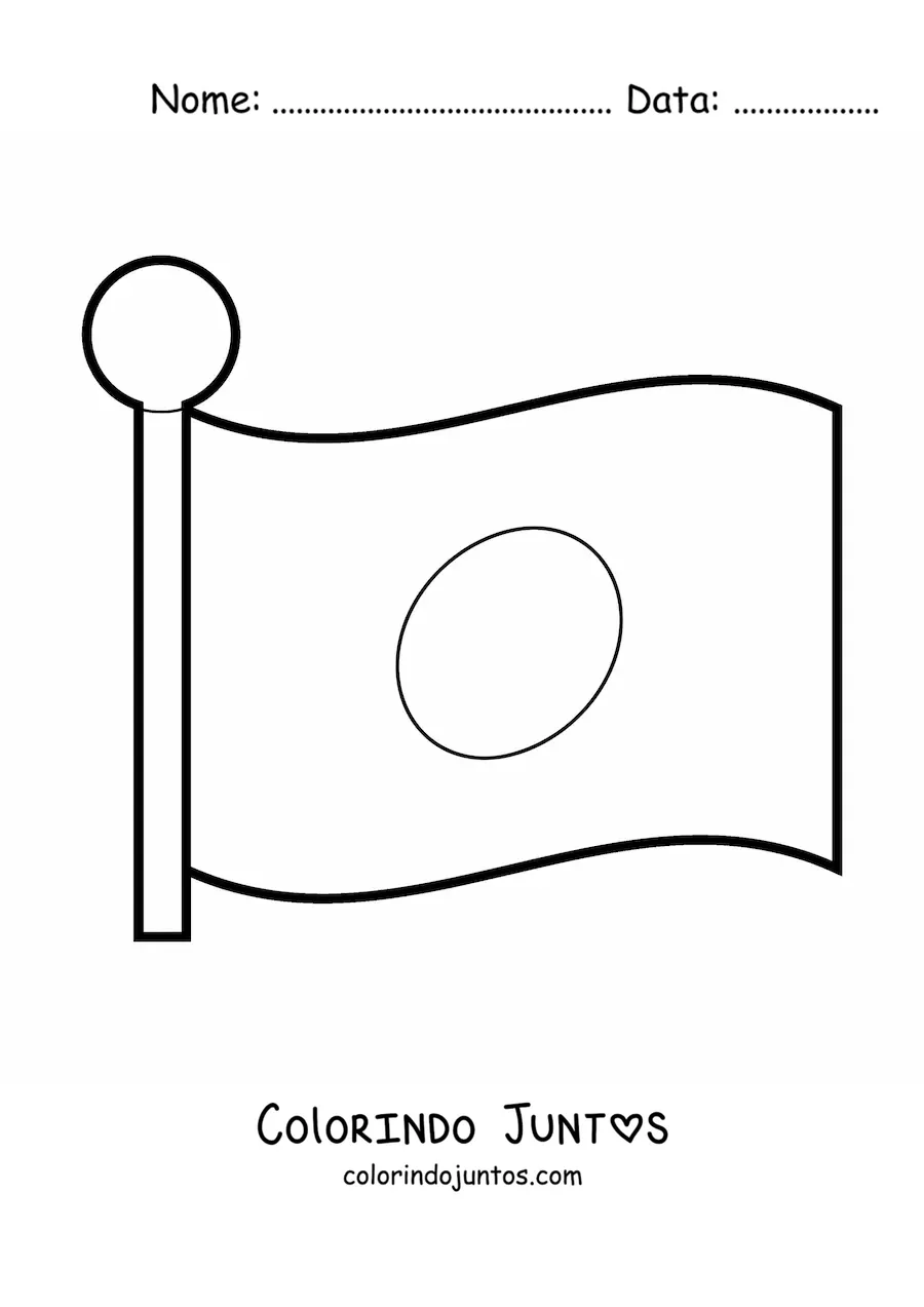 Desenho para colorir da bandeira do Japão tremulando