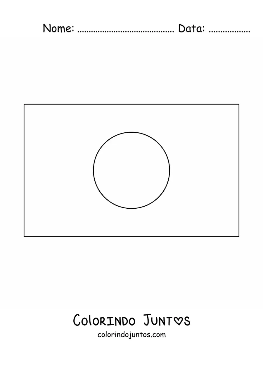 Desenho para colorir da bandeira do Japão horizontal