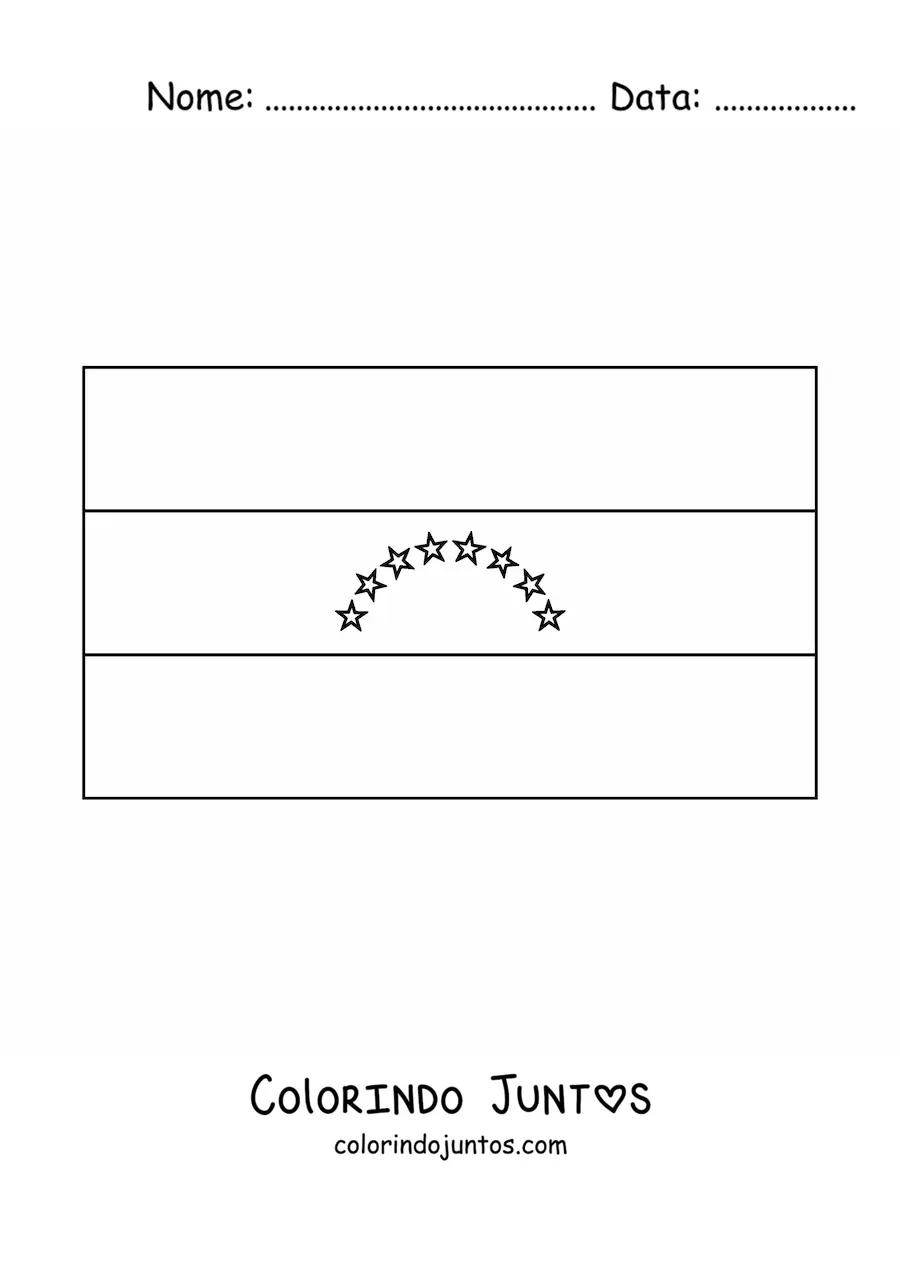 Desenho para colorir de bandeira da Venezuela horizontal