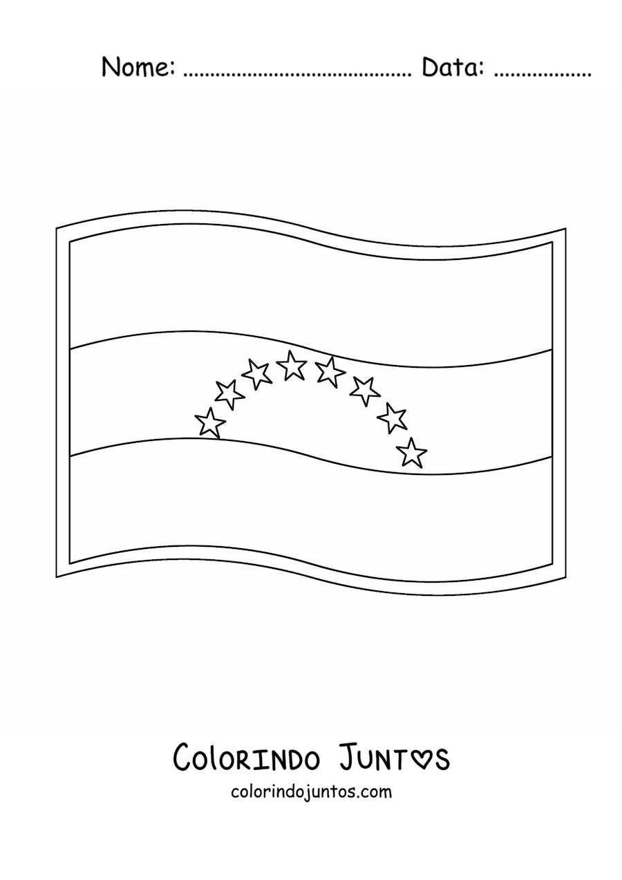 Desenho para colorir de bandeira da Venezuela tremulando