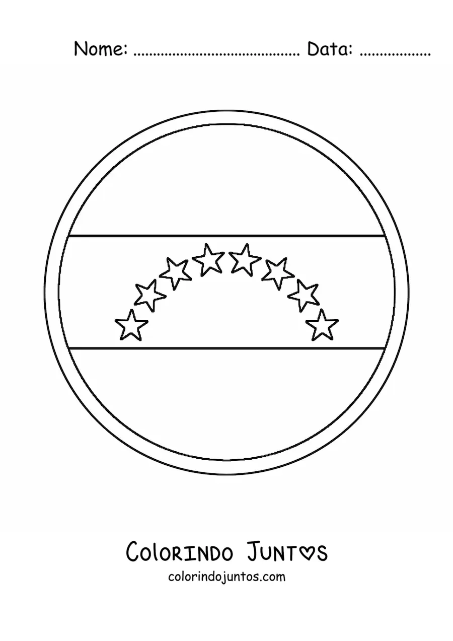 Desenho para colorir de emoji de bandeira da Venezuela redonda