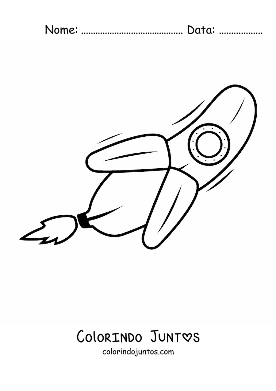 Desenho para colorir de um foguete em formato de banana