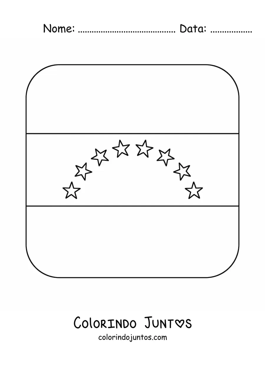 Desenho para colorir de emoji de bandeira da Venezuela quadrada