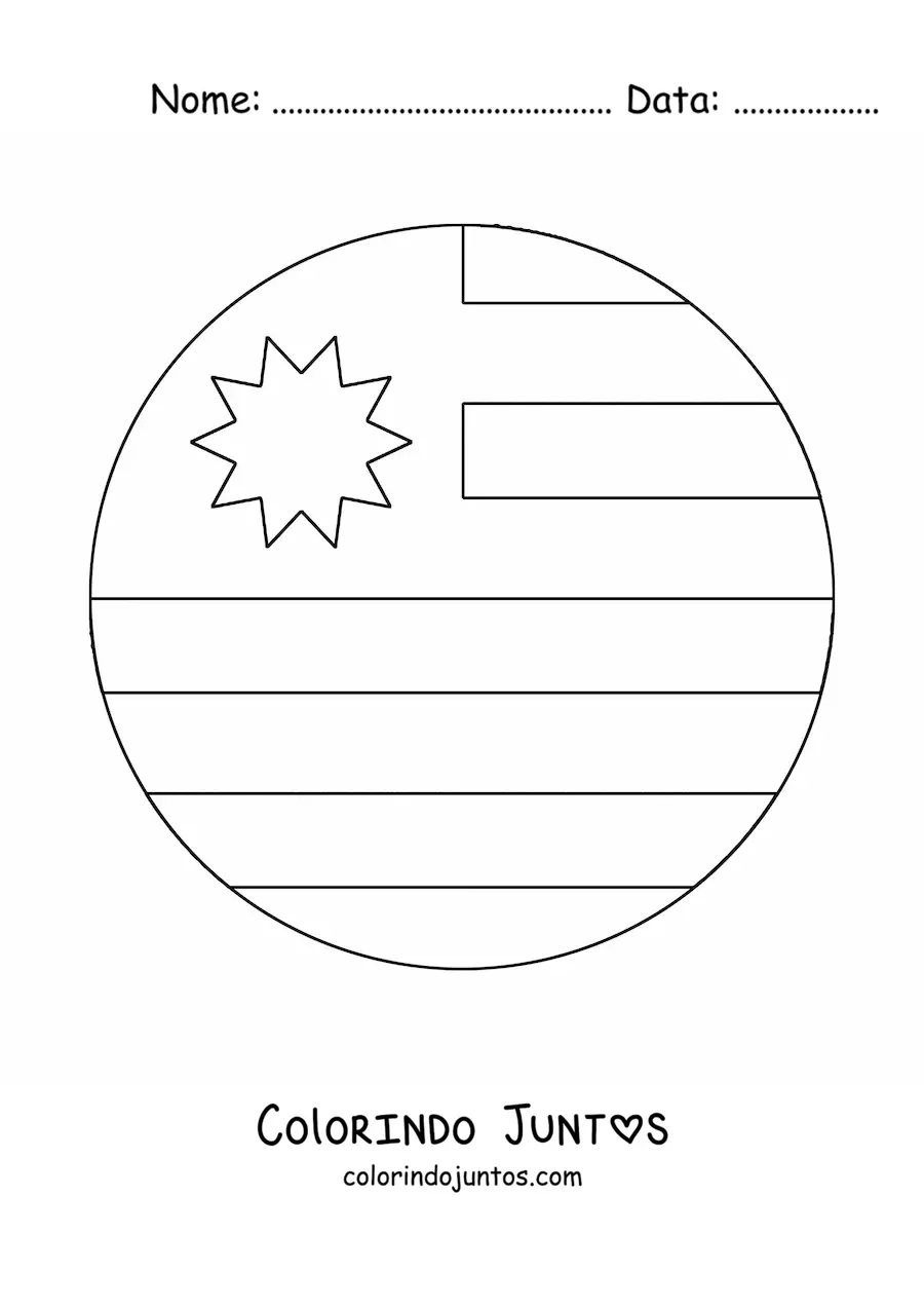 Desenho para colorir de emoji de bandeira do Uruguai redonda