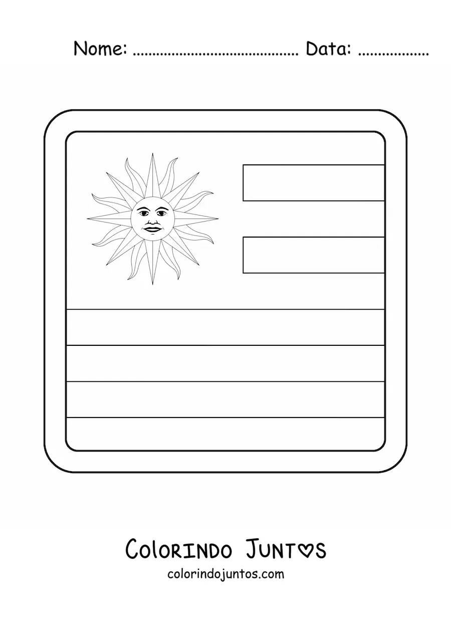 Desenho para colorir de emoji de bandeira do Uruguai quadrada