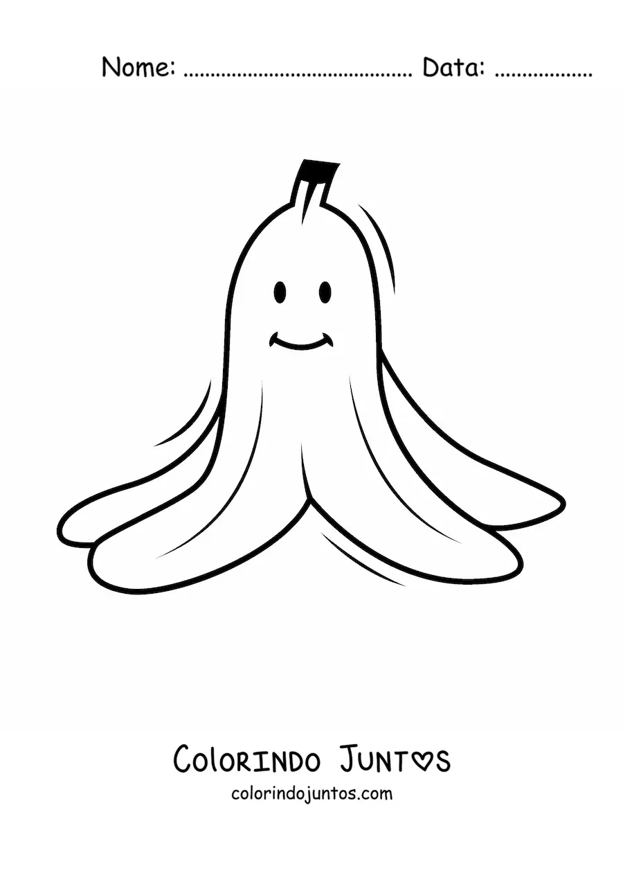 Desenho para colorir de uma casca de banana kawaii