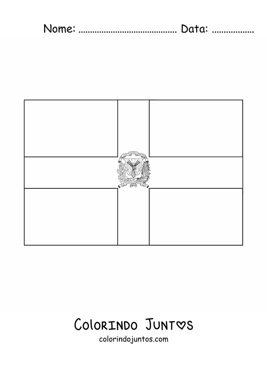 Desenho para colorir de bandeira da Republica Dominicana horizontal