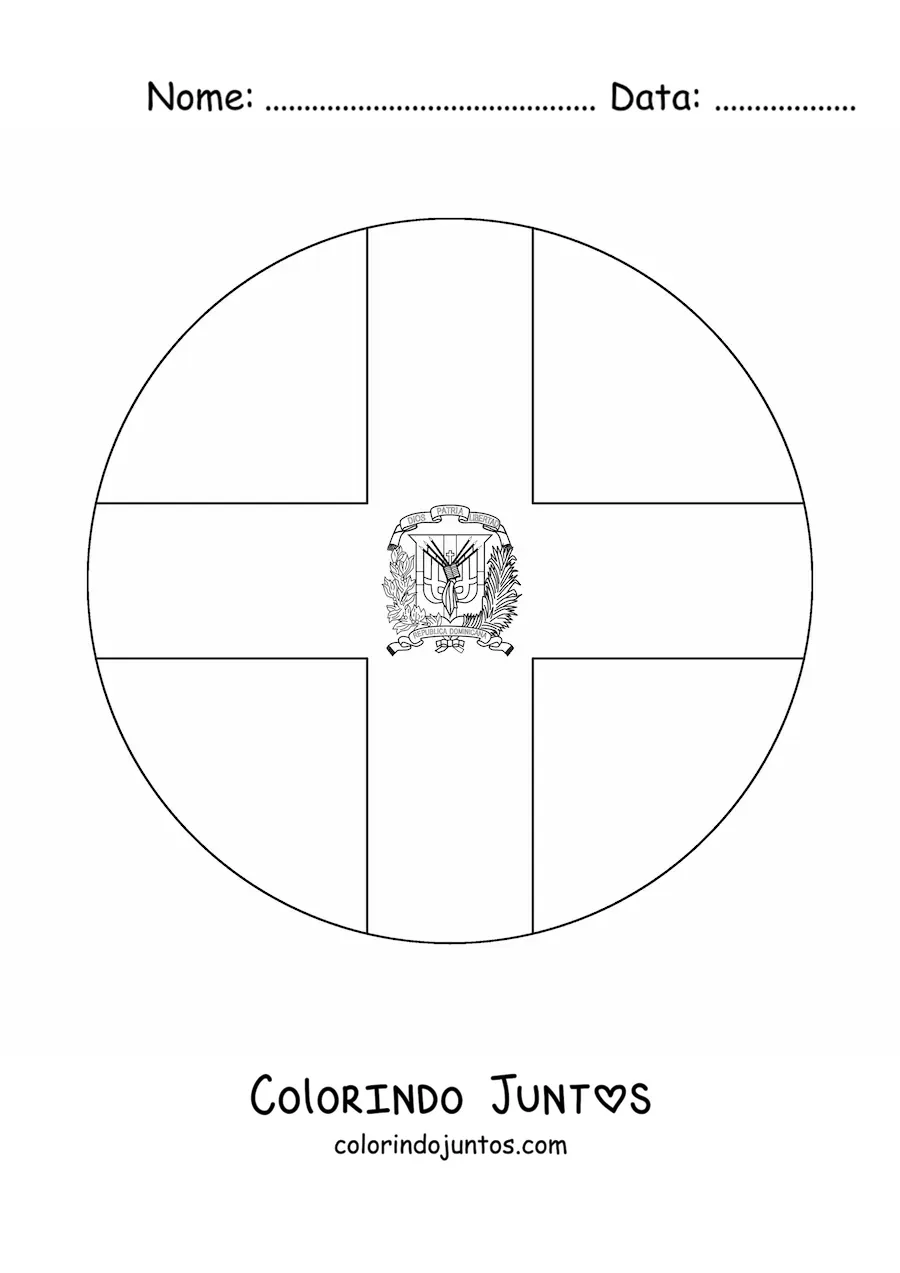 Desenho para colorir de emoji de bandeira da Republica Dominicana redonda