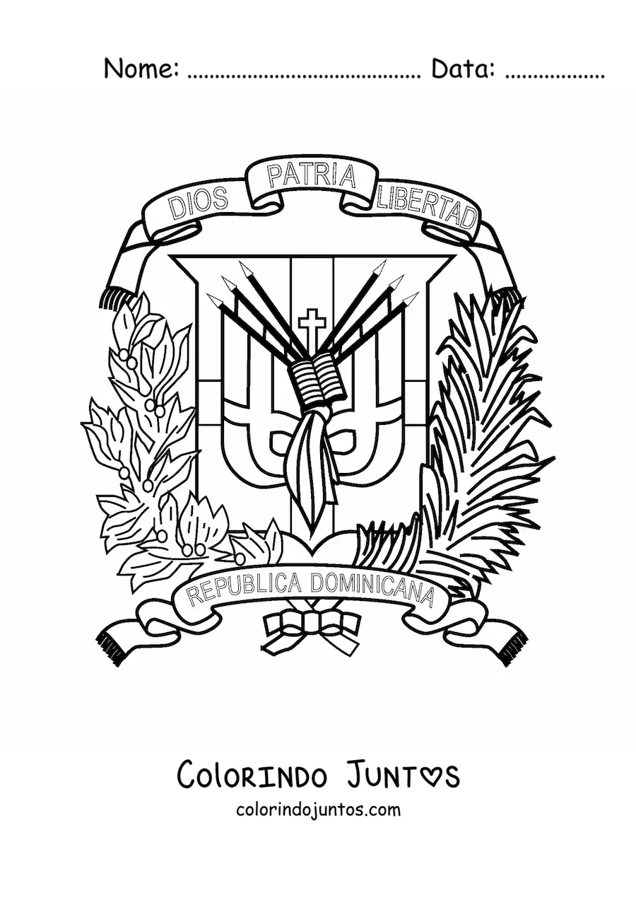 Desenho para colorir do brasao da bandeira da Republica Dominicana