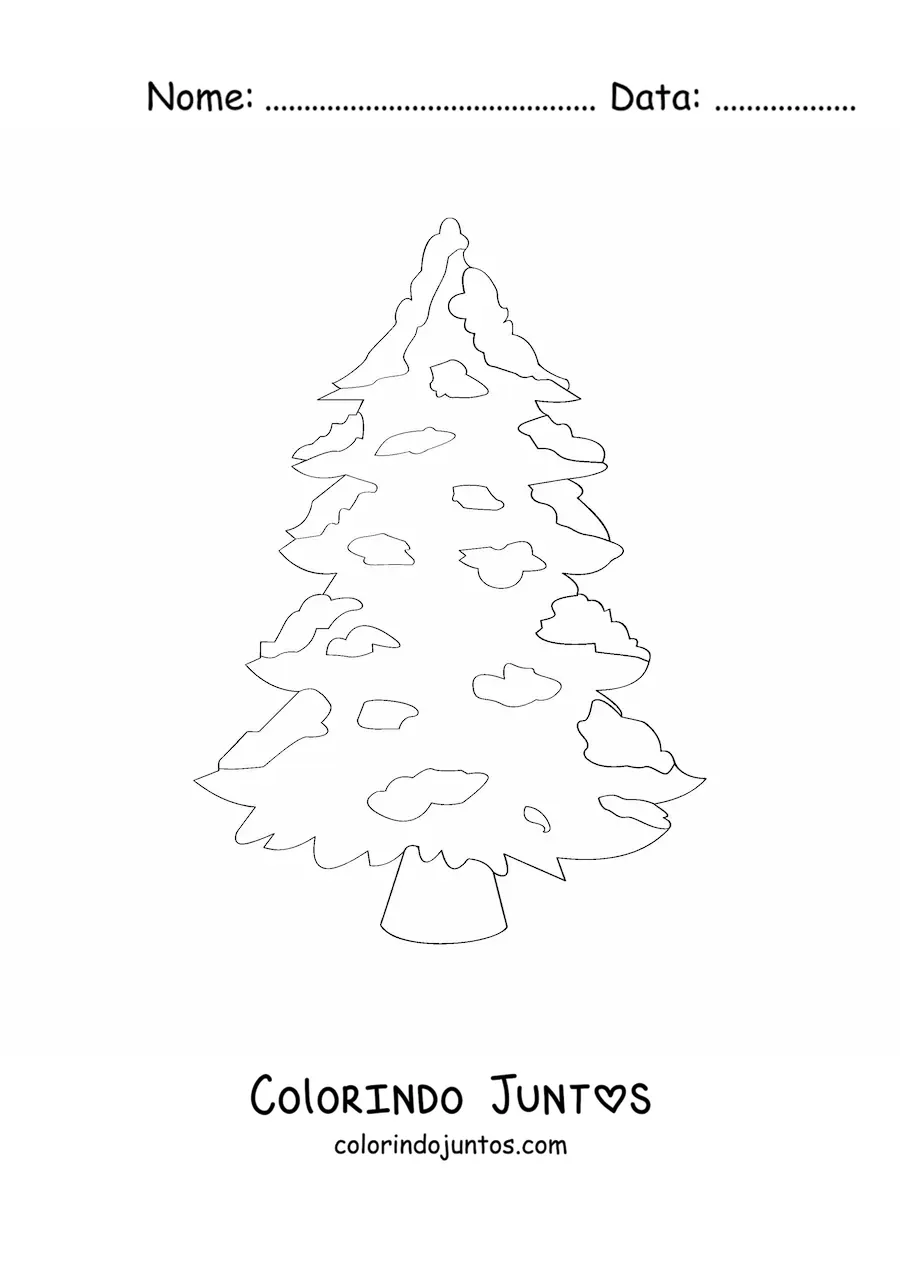 Desenho para colorir de pinheiro de Natal nevado sem decorar