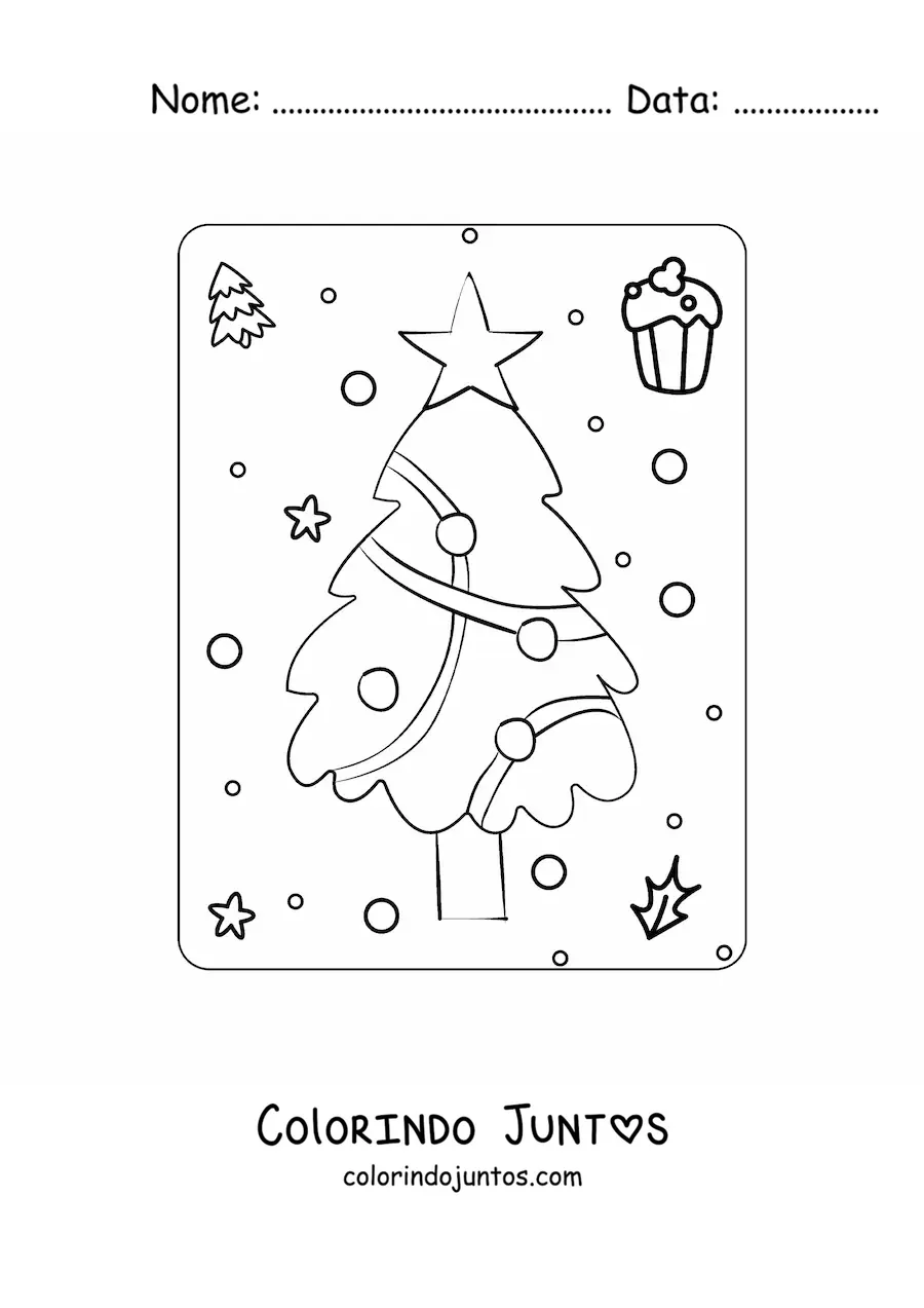 Desenho para colorir de uma arvorezinha de Natal