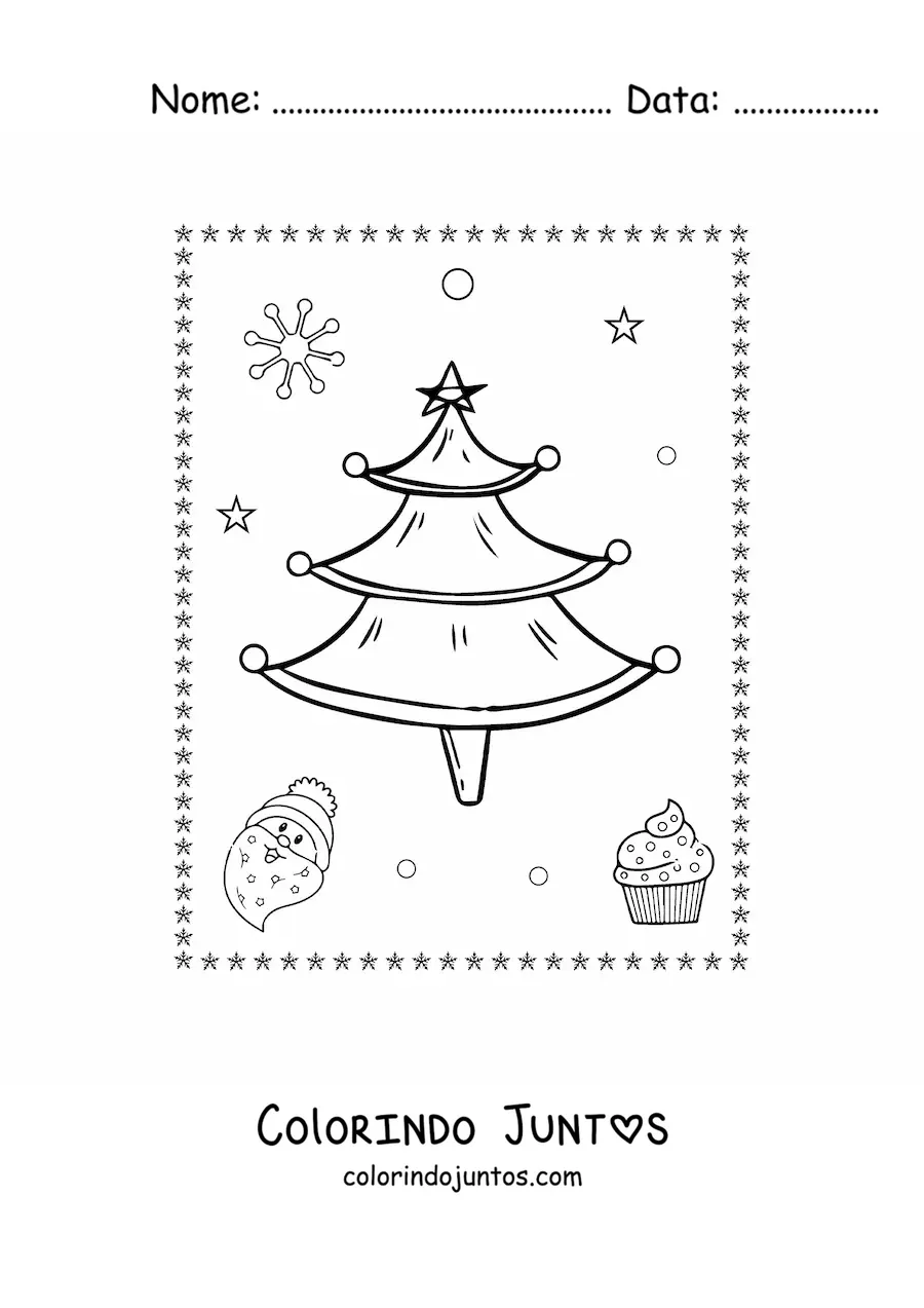 Desenho para colorir de uma arvorezinha de Natal sem enfeites