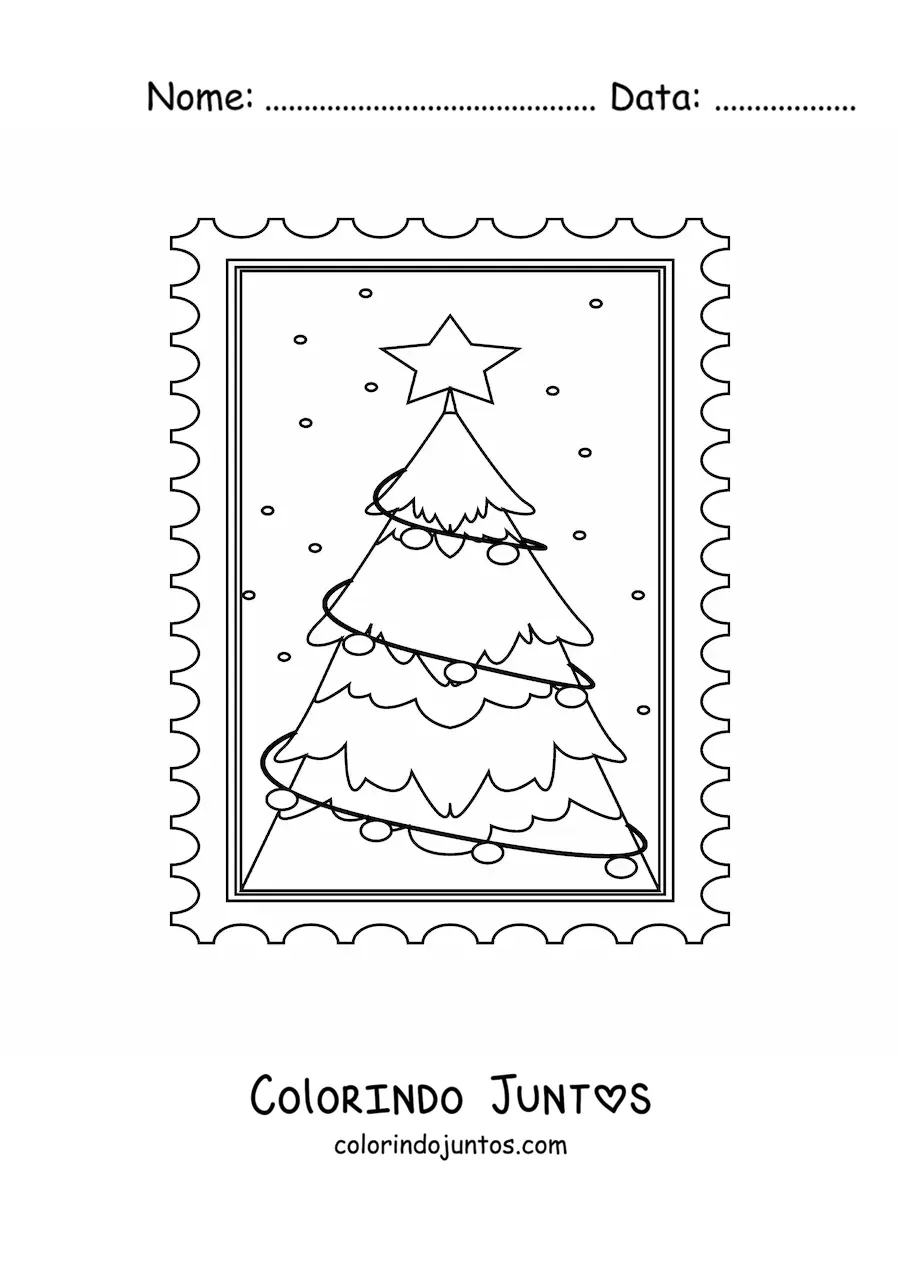 Desenho para colorir de uma arvorezinha de Natal simples