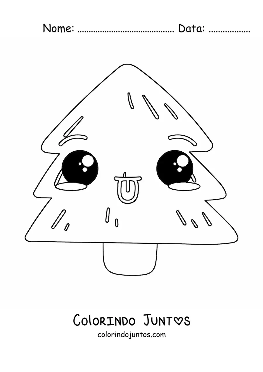 Desenho para colorir de uma arvorezinha de Natal kawaii