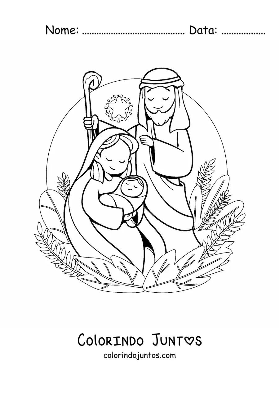 Desenho para colorir de um presepio de Natal bonito
