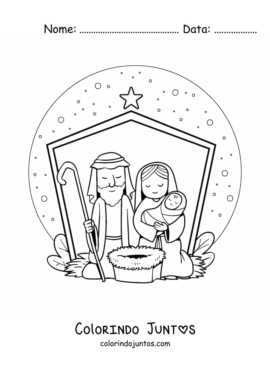 Desenho para colorir de uma manjedoura de Natal