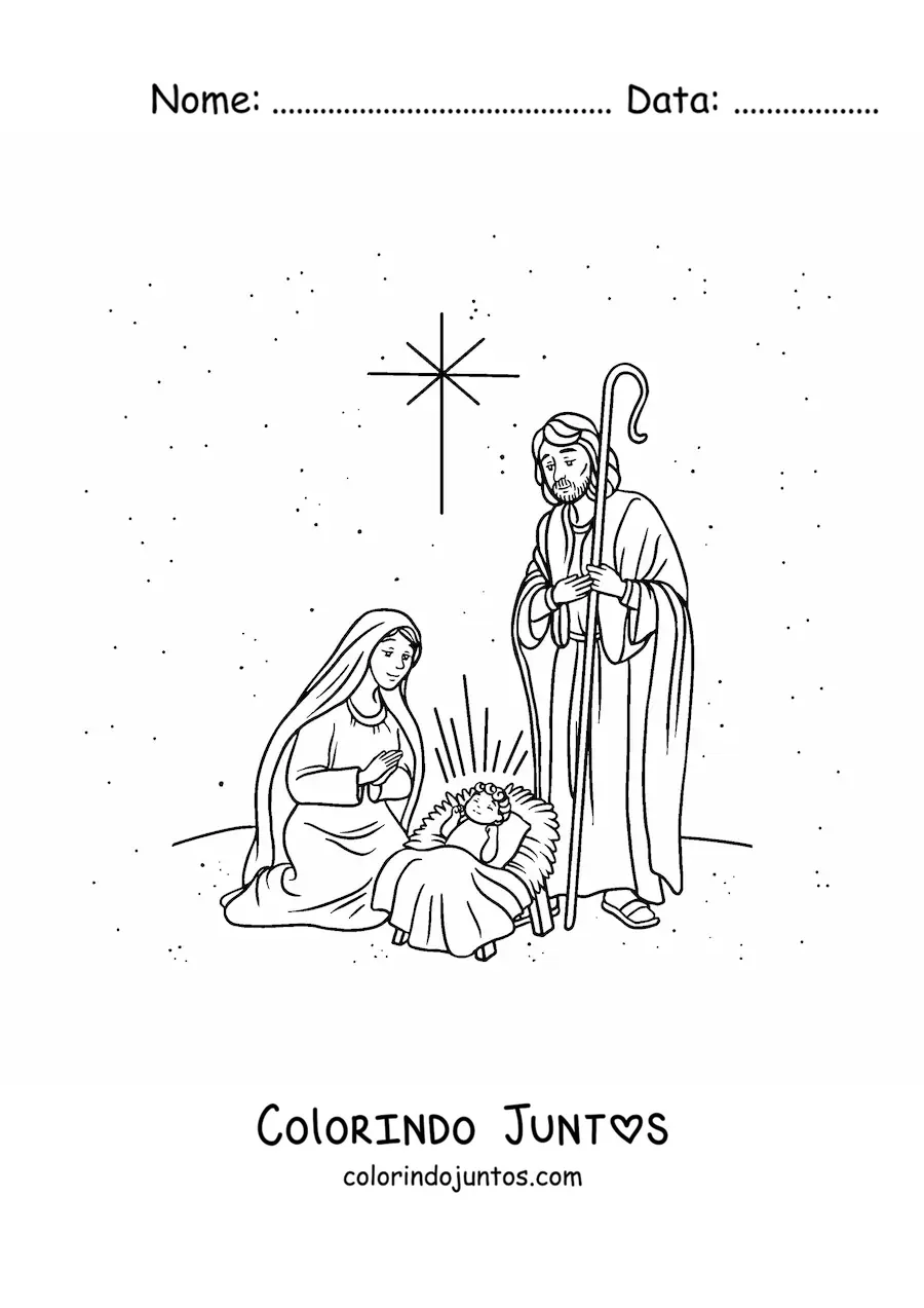 Desenho para colorir do nascimento de Jesus