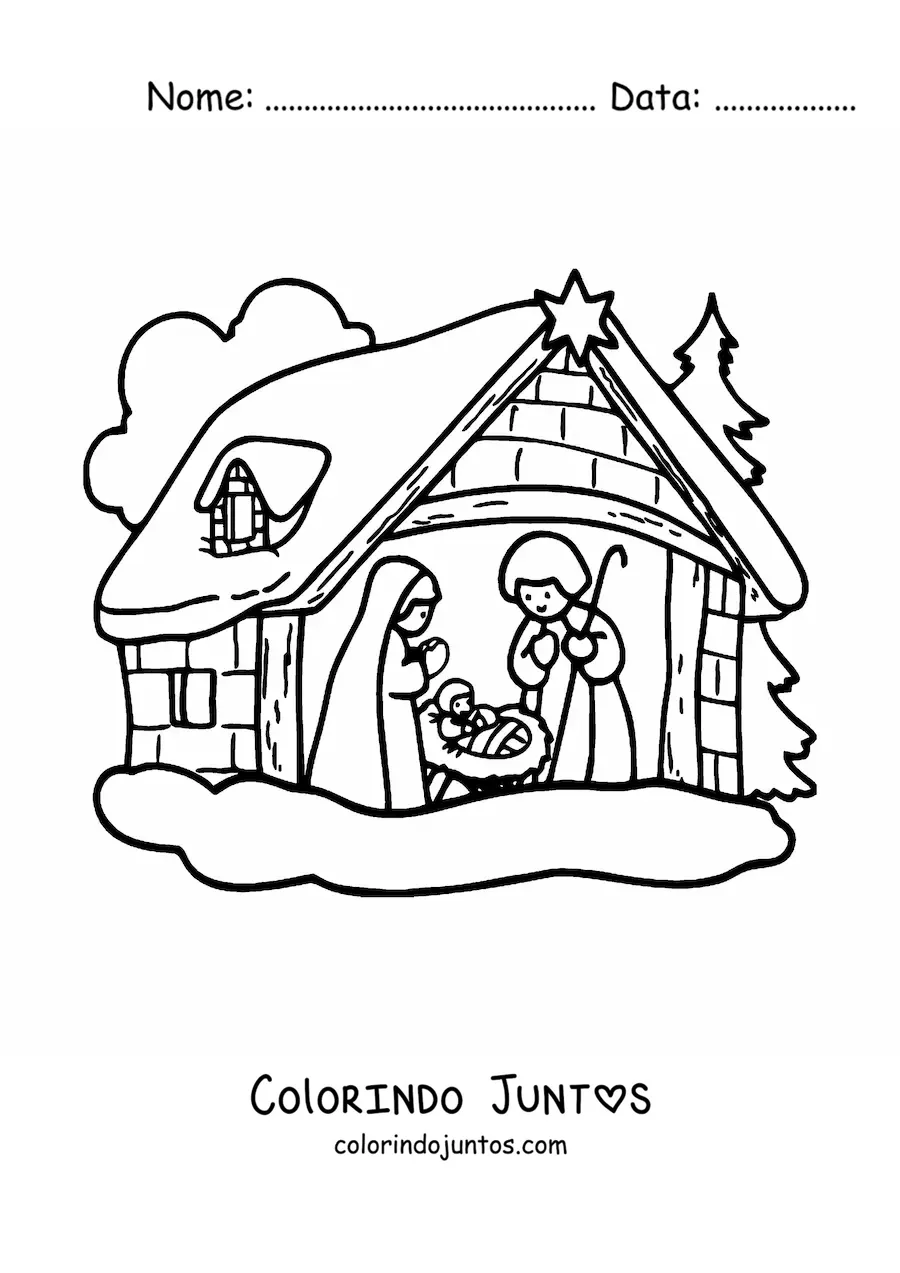 Desenho para colorir da manjedoura onde Jesus nasceu