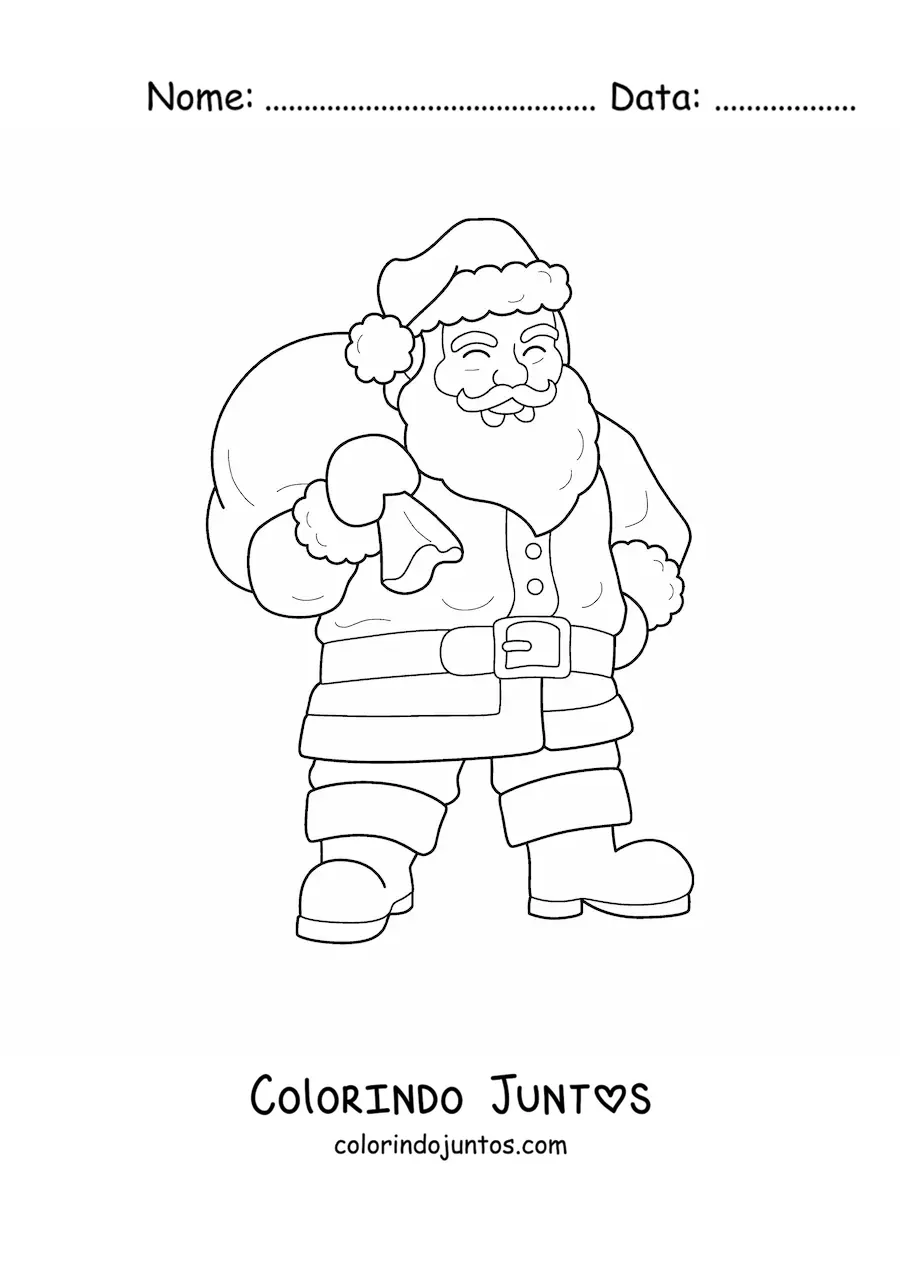Desenho para colorir de Papai Noel realista com presentes