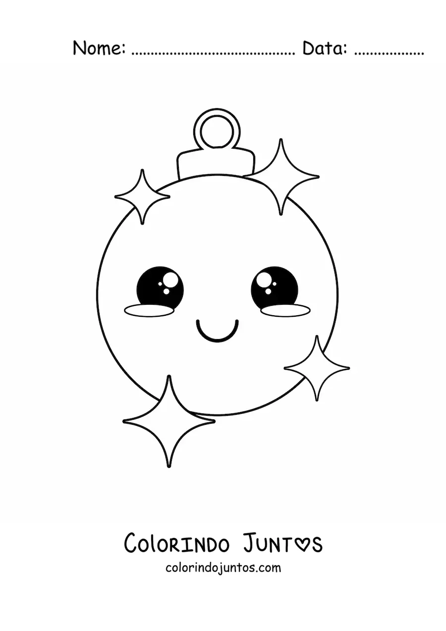 Desenho para colorir de bola de Natal animada