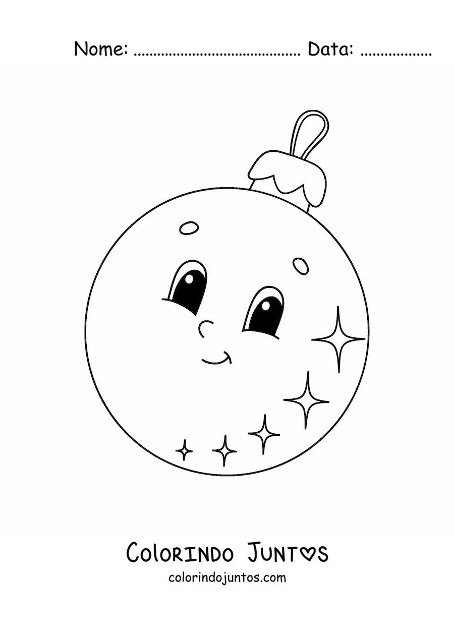 Desenho para colorir de enfeite de Natal animado