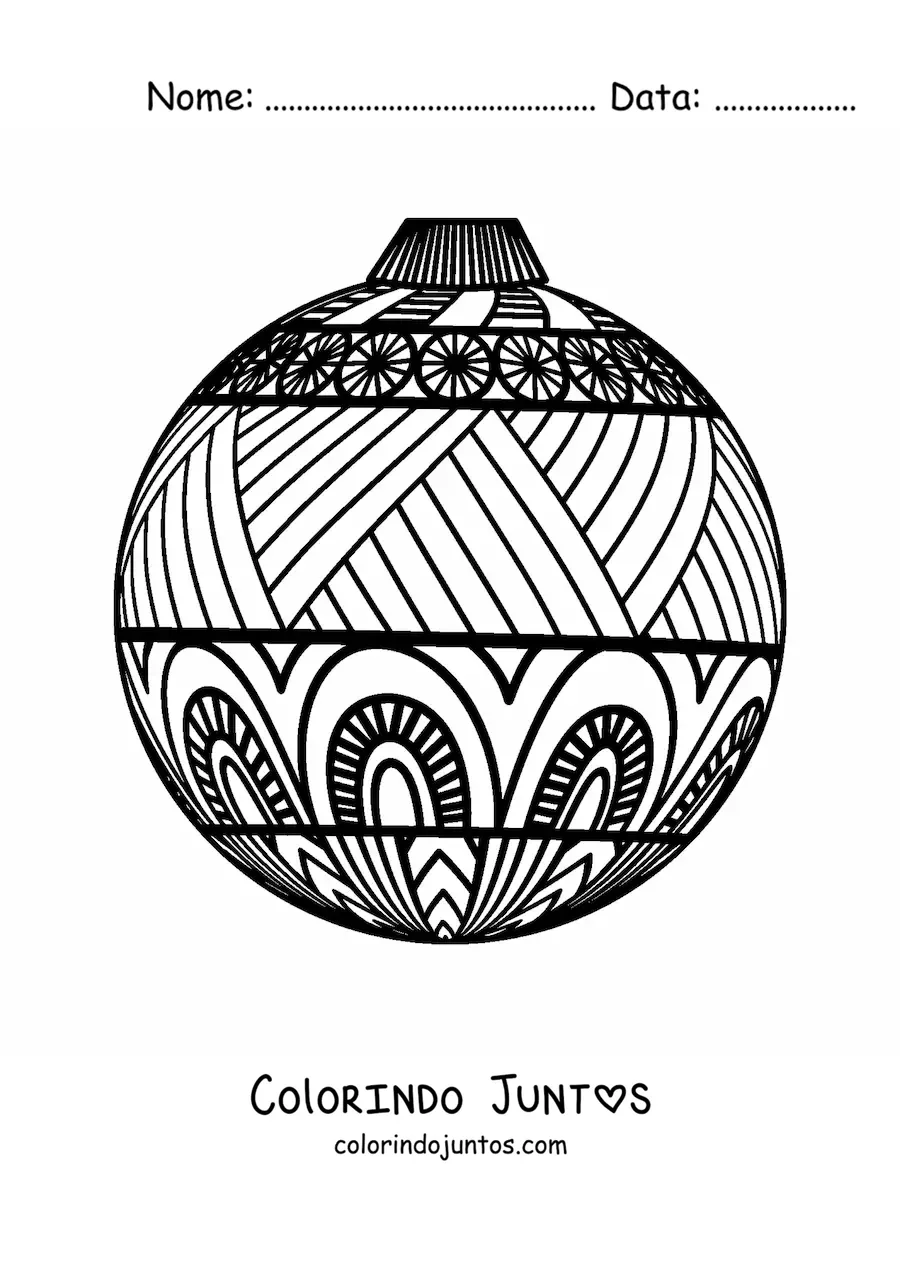 Desenho para colorir de enfeite de Natal estilo zentangle