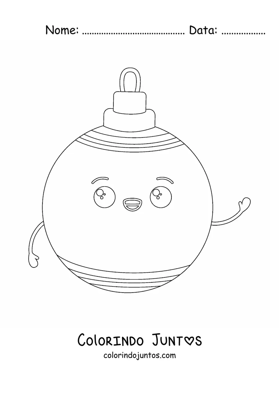 Desenho para colorir de bola de Natal animada