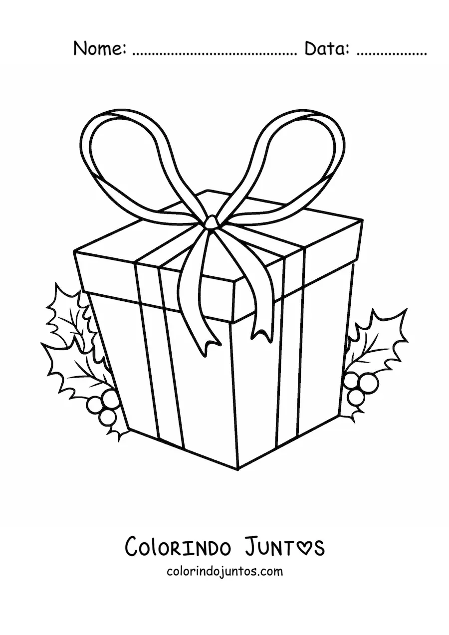 Desenho para colorir de presente de Natal grande