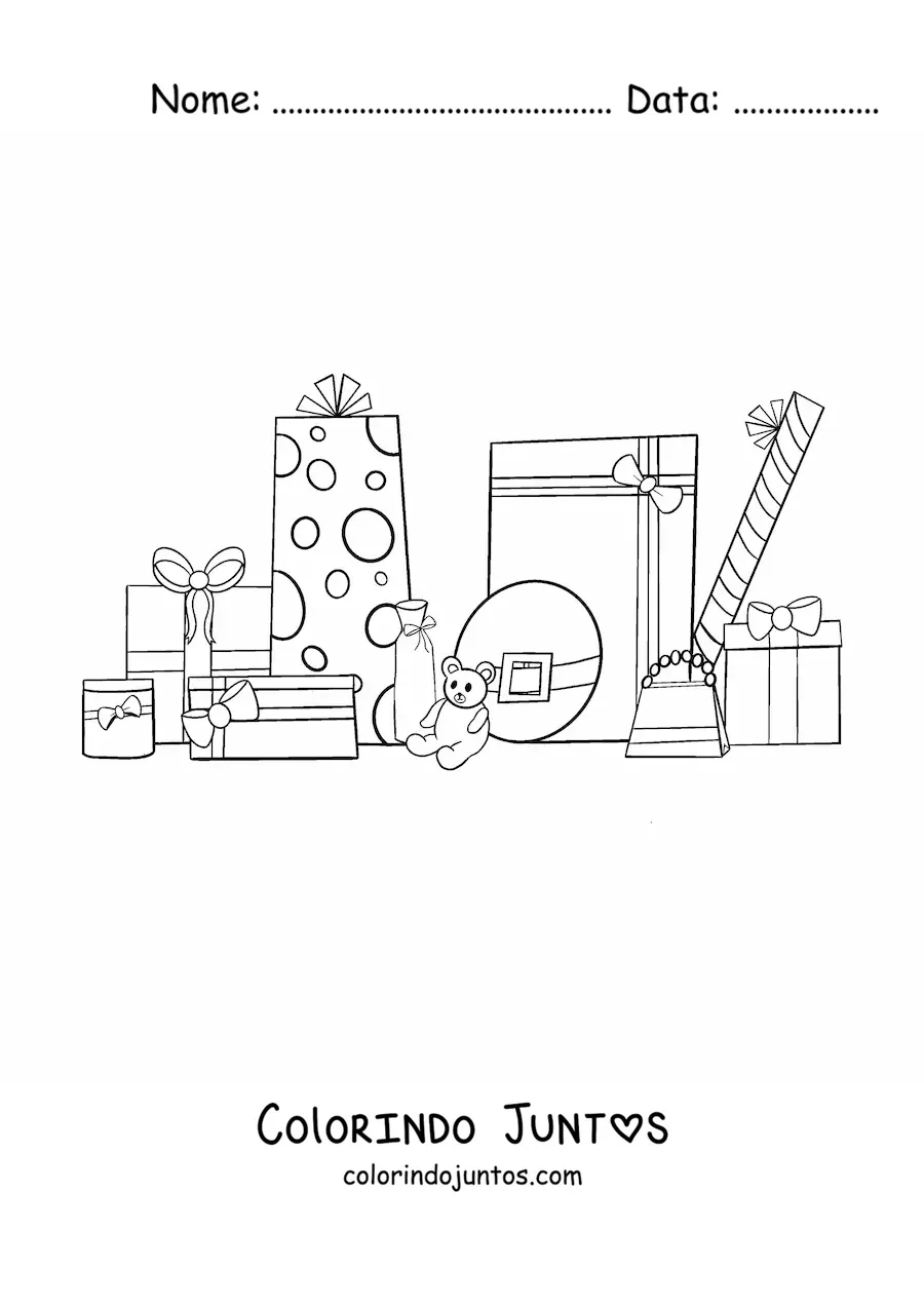 Desenho para colorir de presentes de Natal