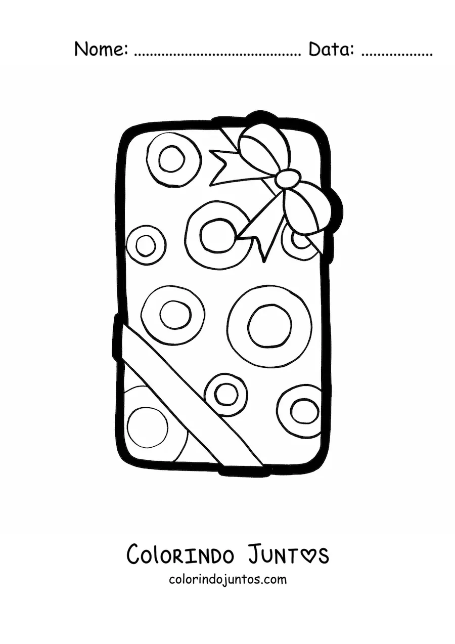 Desenho para colorir de presente de Natal grande com círculos
