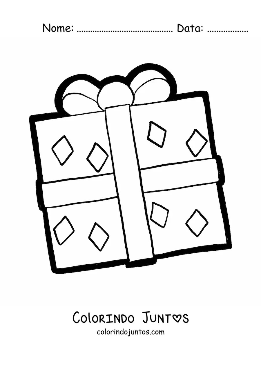 Desenho para colorir de presente de Natal grande com losangos