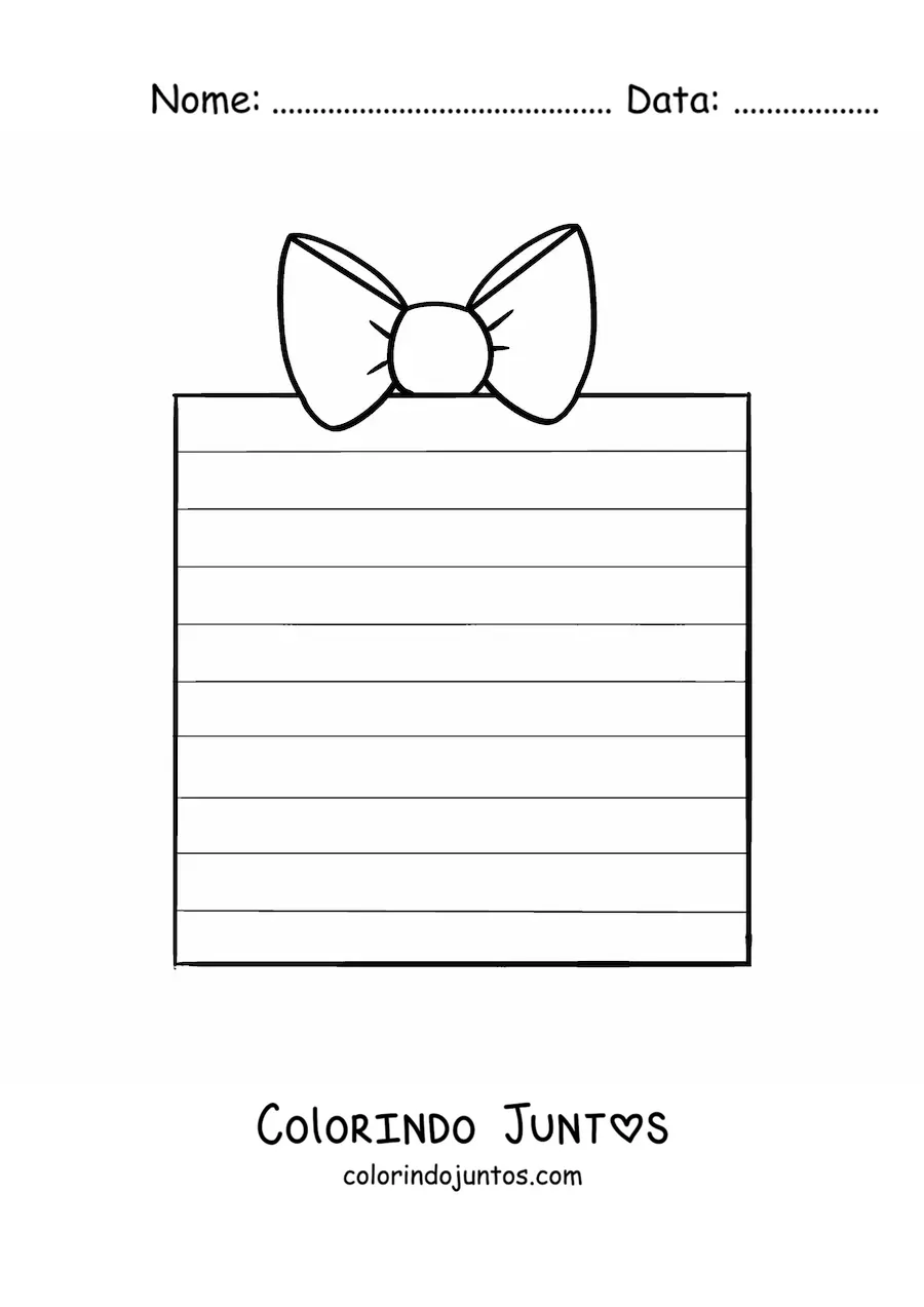 Desenho para colorir de presente de Natal grande com linhas