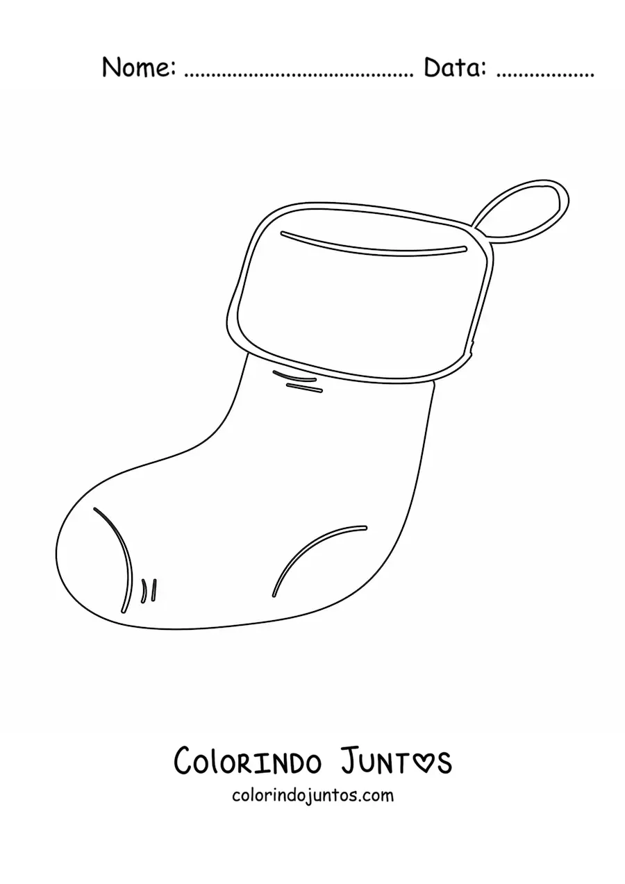 Desenho para colorir de meia de Natal grande e simples