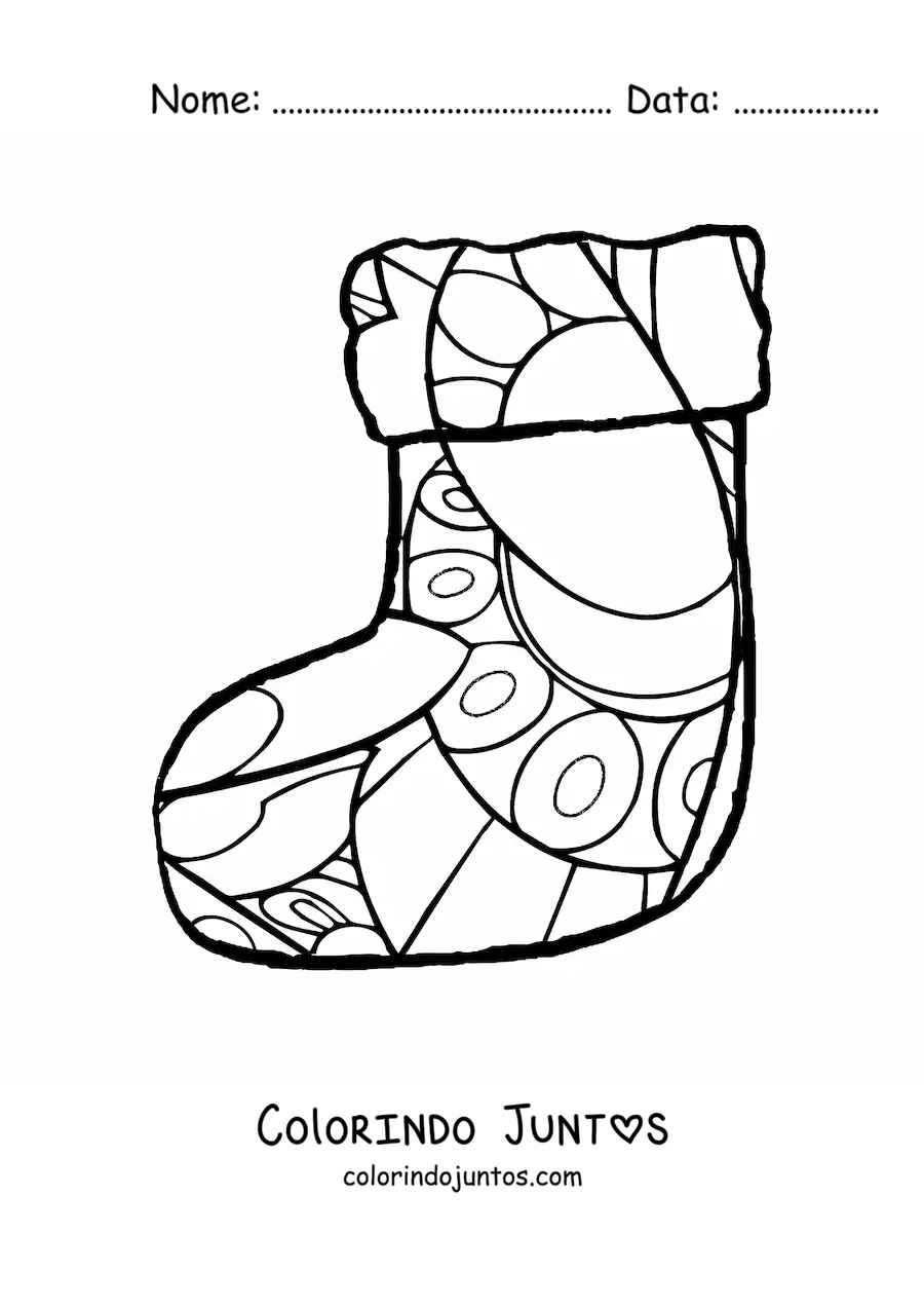 Desenho para colorir de bota natalina mandala